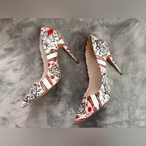 Aldo Women's Graphic Heart Heels - Black, Red, and White